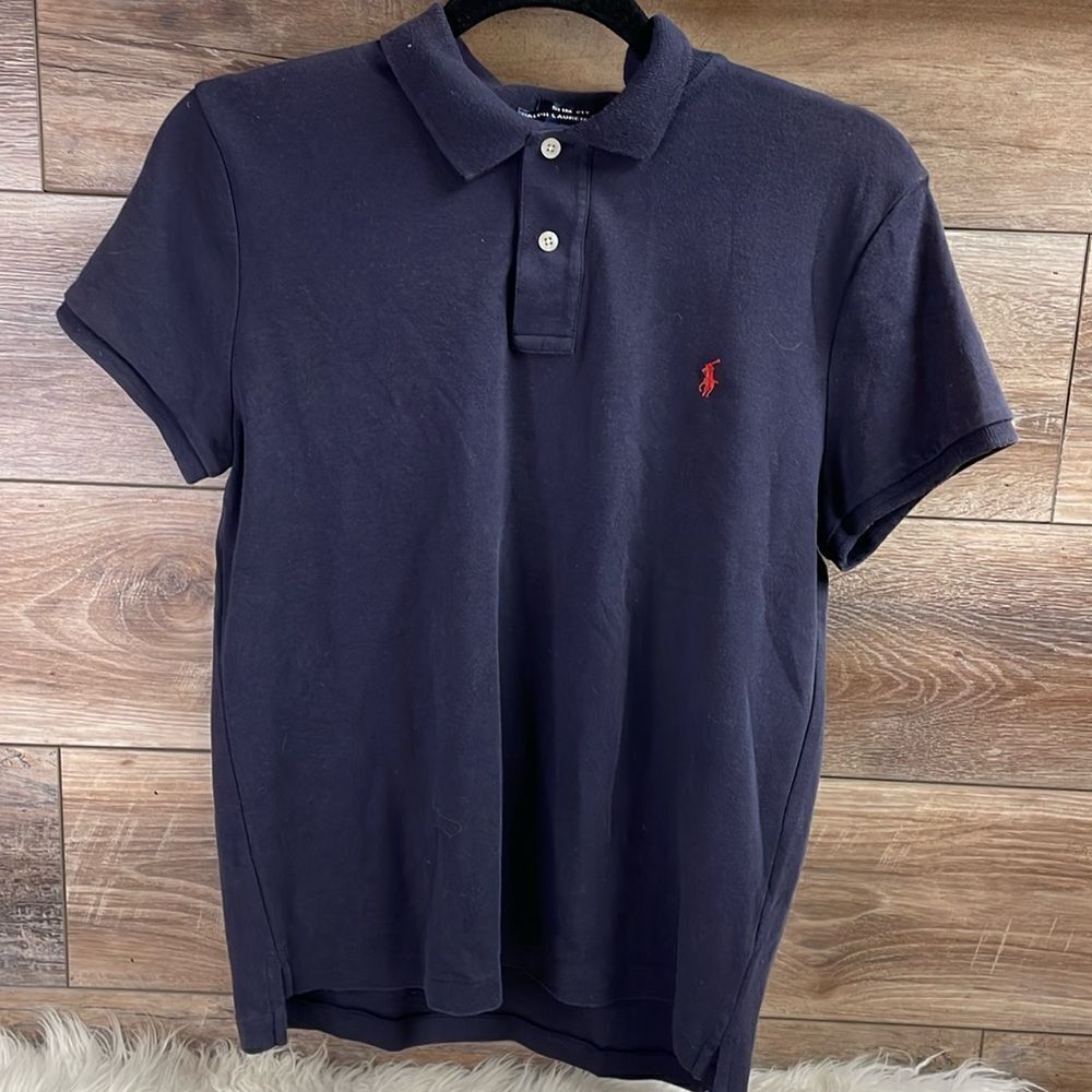 Ralph Lauren Sport Slim Fit Navy Blue Polo Shirt Size XL Casual Office Mens
